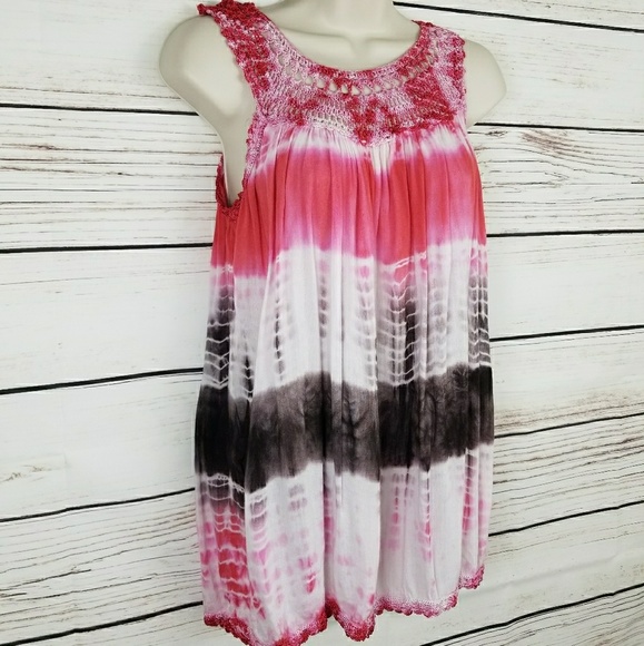 Love Token Tops - Love ❤ Token Tie Dye & Crocheted Tank Top